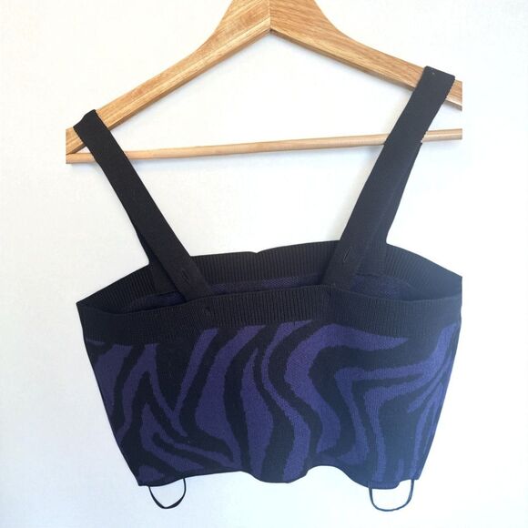 525 america zebra print knit crop tank black purple square neck sleeveless SZ S - Picture 3 of 5